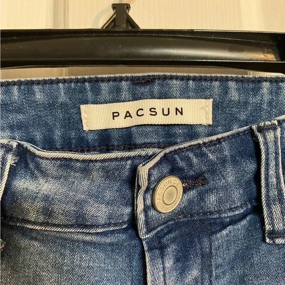 PacSun Mens Blue Ripped Splatter Stacked Skinny Jeans 32x30 - Picture 6 of 9